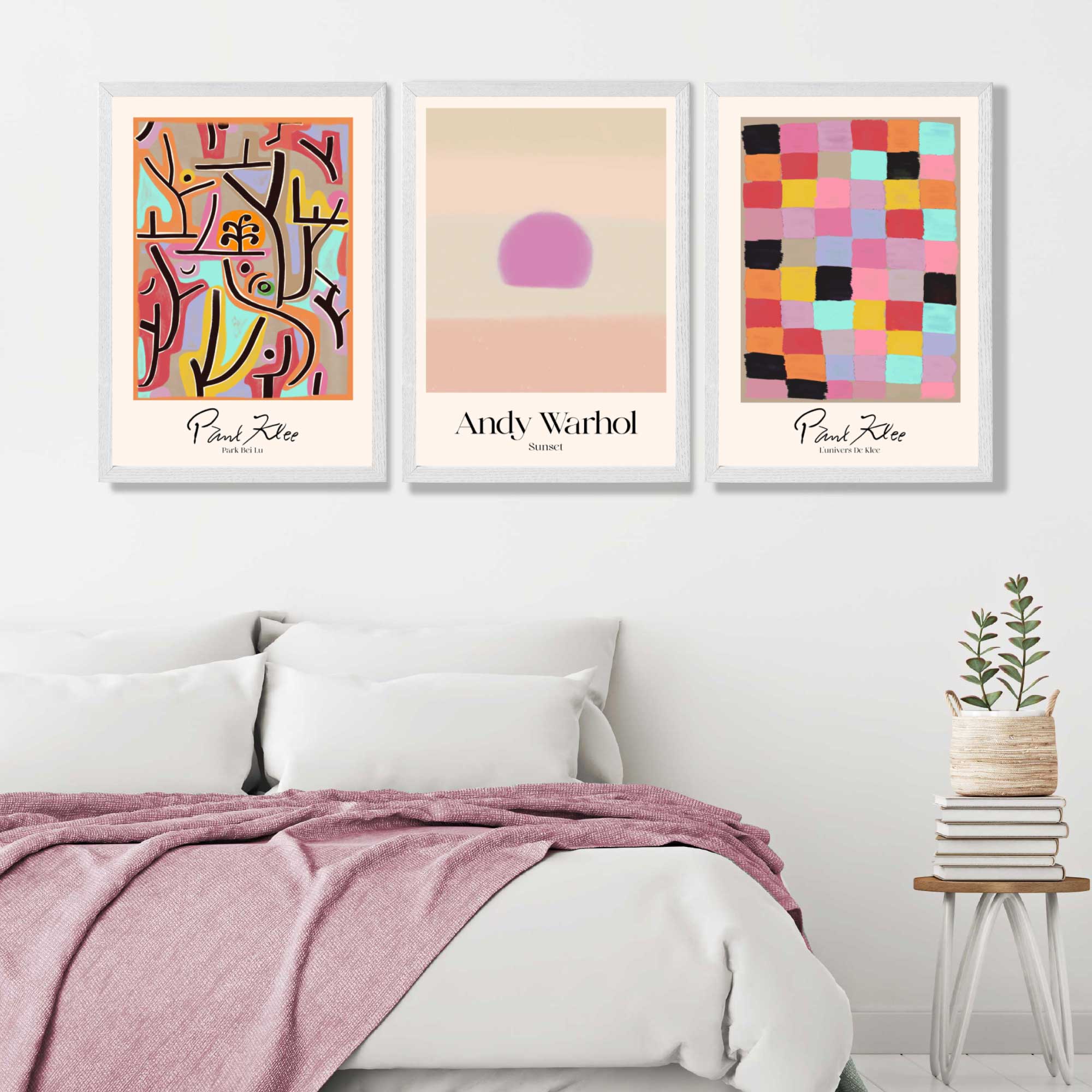Paul Klee and Andy Warhol Contemporary Abstract Art Prints in White Frames | Artze UK