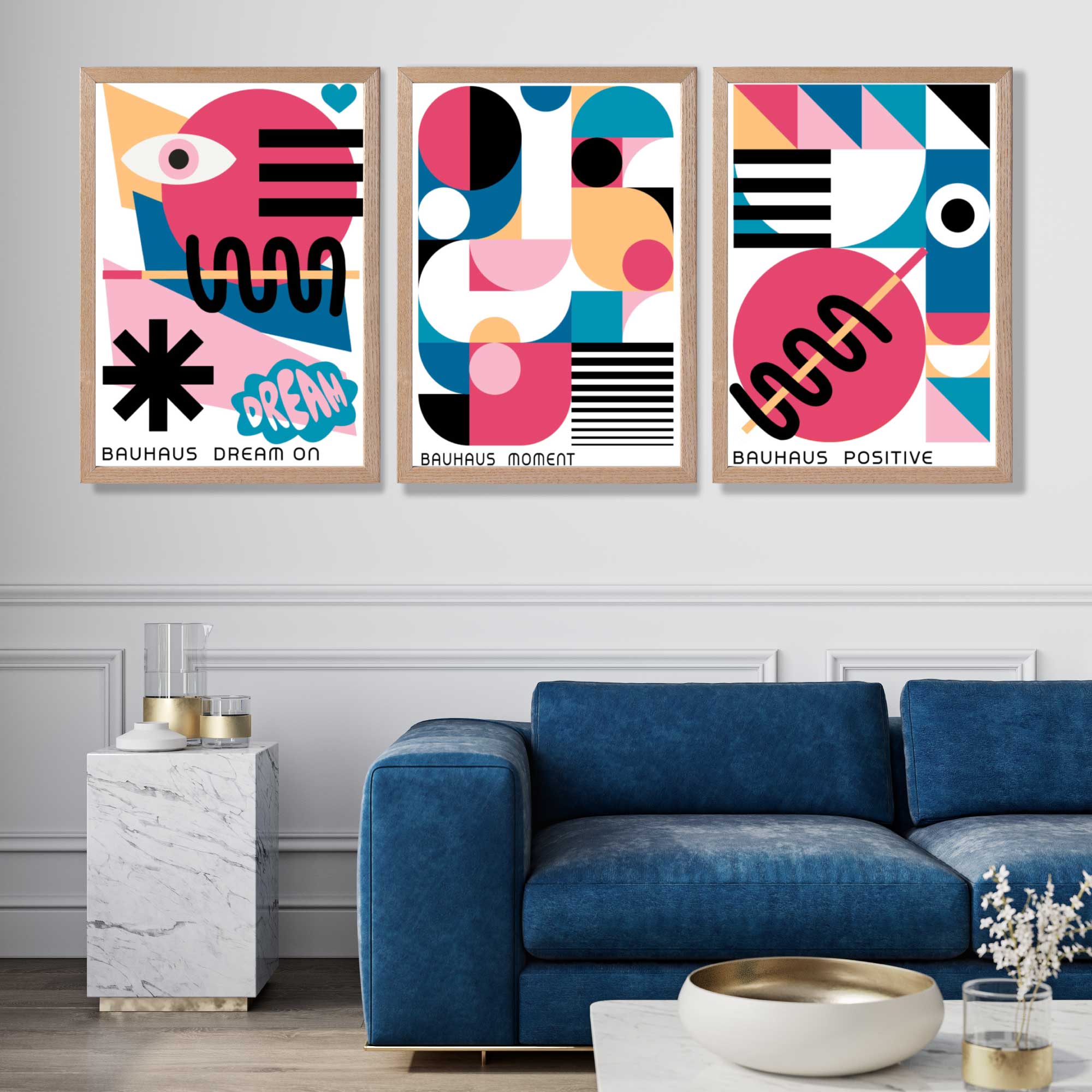 Bauhaus Positive Moments and Dreams Art Prints in Oak Frames | Artze UK