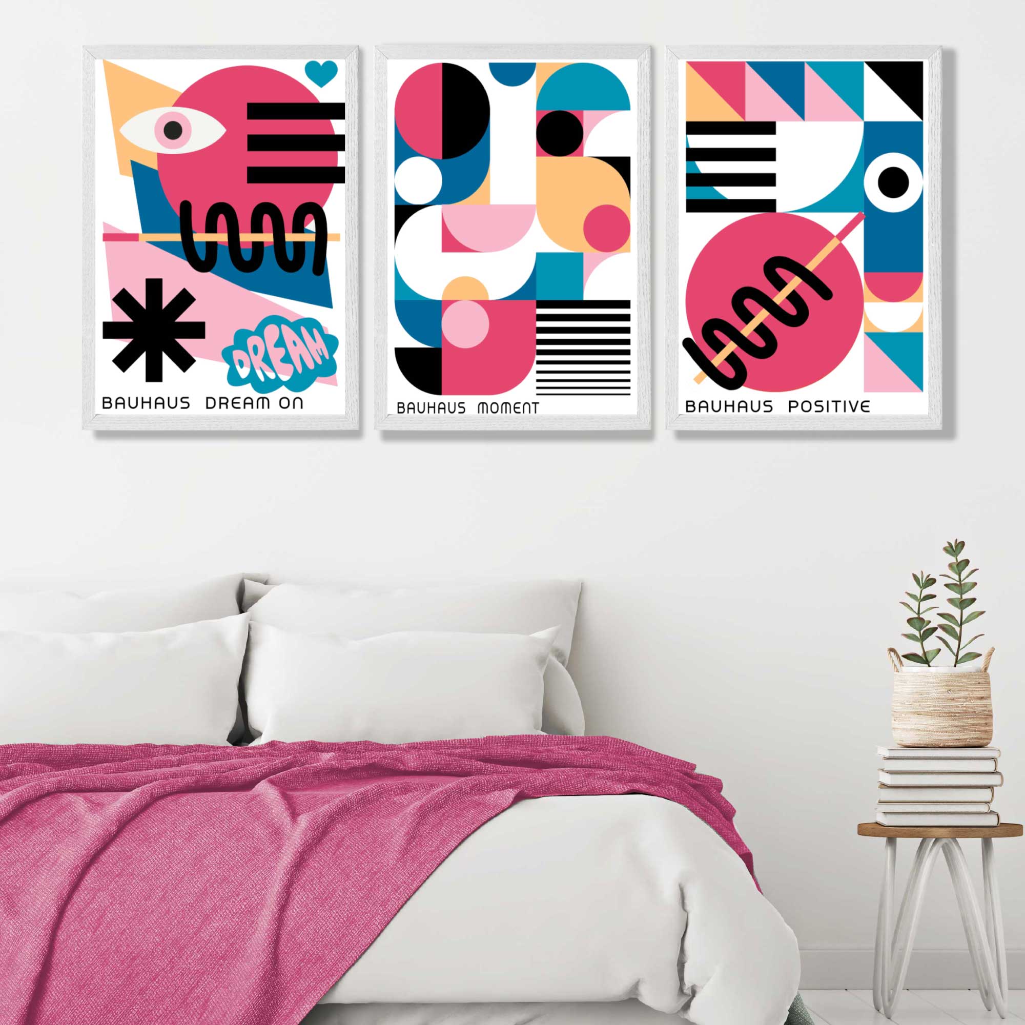 Bauhaus Positive Moments and Dreams Art Prints in White Frames | Artze UK