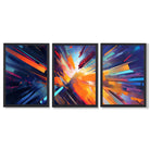 Abstract Modern Purple and Orange Geometric Framed Art Prints with Black Wooden Frames
