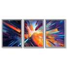 Abstract Modern Purple and Orange Geometric Framed Art Prints with Light Grey Wooden Frames