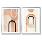 Mid Century Arches in Orange Black Set of 2 Art Prints with Silver Frame