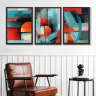 Abstract Modern Blue and Orange Geometric Framed Art Prints in Luxury Frames | Artze UK