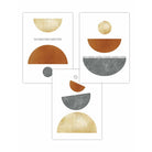 Orange, Gold and Grey Geometric Set of 3 Art Prints