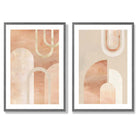 Mid Century Arches in Terracotta Set of 2 Art Prints with Dark Grey Frame