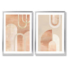 Mid Century Arches in Terracotta Set of 2 Art Prints with Silver Frame