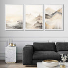 Set of 3 Neutral Forest and Mountains Art Prints in White Frames | Artze UK