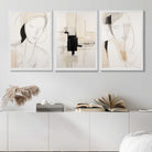 Set of 3 Abstract Fashion Sketches in Beige and Black Art Prints in White Frames | Artze UK