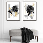Contemporary Flowers in Black and Gold Posters | Artze Wall Art UK