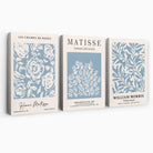Matisse and William Morris Light Blue Floral Set of 3 Canvas Art Prints | Artze Wall Art