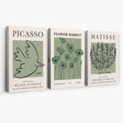 Set of 3 Matisse and Picasso Green Floral Canvas Art Prints | Artze Wall Art