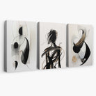 Set of 3 Abstract Black and Beige Canvas Art Prints | Artze Wall Art