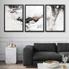 Set of 3 Abstract Beige and Black Art Prints in Black Frames | Artze UK