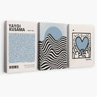 Set of 3 Yayoi Kusama,Keith Haring, Bauhaus Light Blue Canvas Art Prints | Artze Wall Art