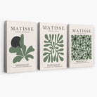 Set of 3 Matisse Floral Cutouts in Dark Green Canvas Prints | Artze Wall Art