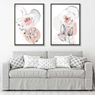 Watercolour Blush Pink Roses Art Posters Set | Artze Wall Art UK