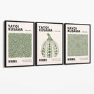 Set of 3 Yayoi Kusama Infinity in Dark Green Canvas Prints with Black Float Frame