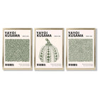 Set of 3 Yayoi Kusama Infinity in Dark Green Framed Wall Art with Gold Wood Frames