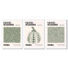 Set of 3 Yayoi Kusama Infinity in Dark Green Framed Wall Art with White Wooden Frames