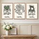 Set of 3 Keith Haring Emotive in Dark Green Art Prints in White Frames | Artze UK
