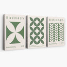 Set of 3 Green Bauhaus Floral Canvas Prints | Artze Wall Art