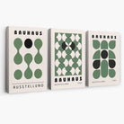Set of 3 Bauhaus Mid Century Modern Green Canvas Prints | Artze Wall Art
