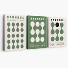 Set of 3 Bauhaus Modern Organic Green Canvas Prints | Artze Wall Art