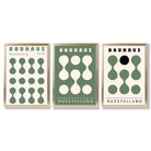 Set of 3 Bauhaus Modern Organic Green Framed Wall Art with Gold Wood Frames