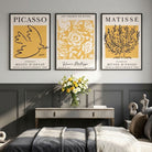 Set of 3 Picasso and Matisse Yellow Floral Art Prints in Black Frames | Artze UK