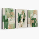 Set of 3 Abstract Green with Gold Canvas Prints | Artze Wall Art