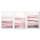Set of 3 Abstract Pink Sunset Waves Framed Wall Art with White Wooden Frames
