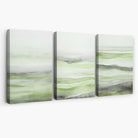 Set of 3 Abstract Green Meadow Waves Canvas Prints | Artze Wall Art