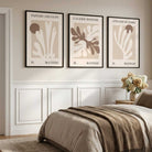 Matisse Beige and Brown Boho Botanical Set of 3 Art Prints in Black Frames | Artze UK