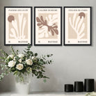 Matisse Beige and Brown Boho Botanical Set of 3 Art Prints in Oak Frames | Artze UK