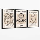 Set of 3 Beige Matisse and Picasso Modern Fashion Canvas Prints with Black Float Frame
