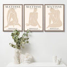 Set of 3 Beige Matisse Nude Cutouts Bedroom Art Prints in Oak Frames | Artze UK
