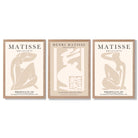 Set of 3 Matisse Neutral Fashion Bedroom Framed Wall Art with Light Oak Frames