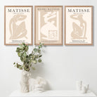 Set of 3 Matisse Neutral Fashion Bedroom Art Prints in Oak Frames | Artze UK