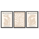 Set of 3 Matisse Warm Minimalist Framed Wall Art with Black Wooden Frames