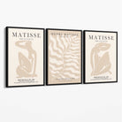 Set of 3 Matisse Warm Minimalist Canvas Prints with Black Float Frame