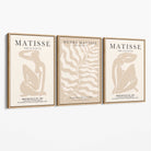 Set of 3 Matisse Warm Minimalist Canvas Prints with Oak Float Frame