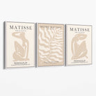 Set of 3 Matisse Warm Minimalist Canvas Prints with White Float Frame