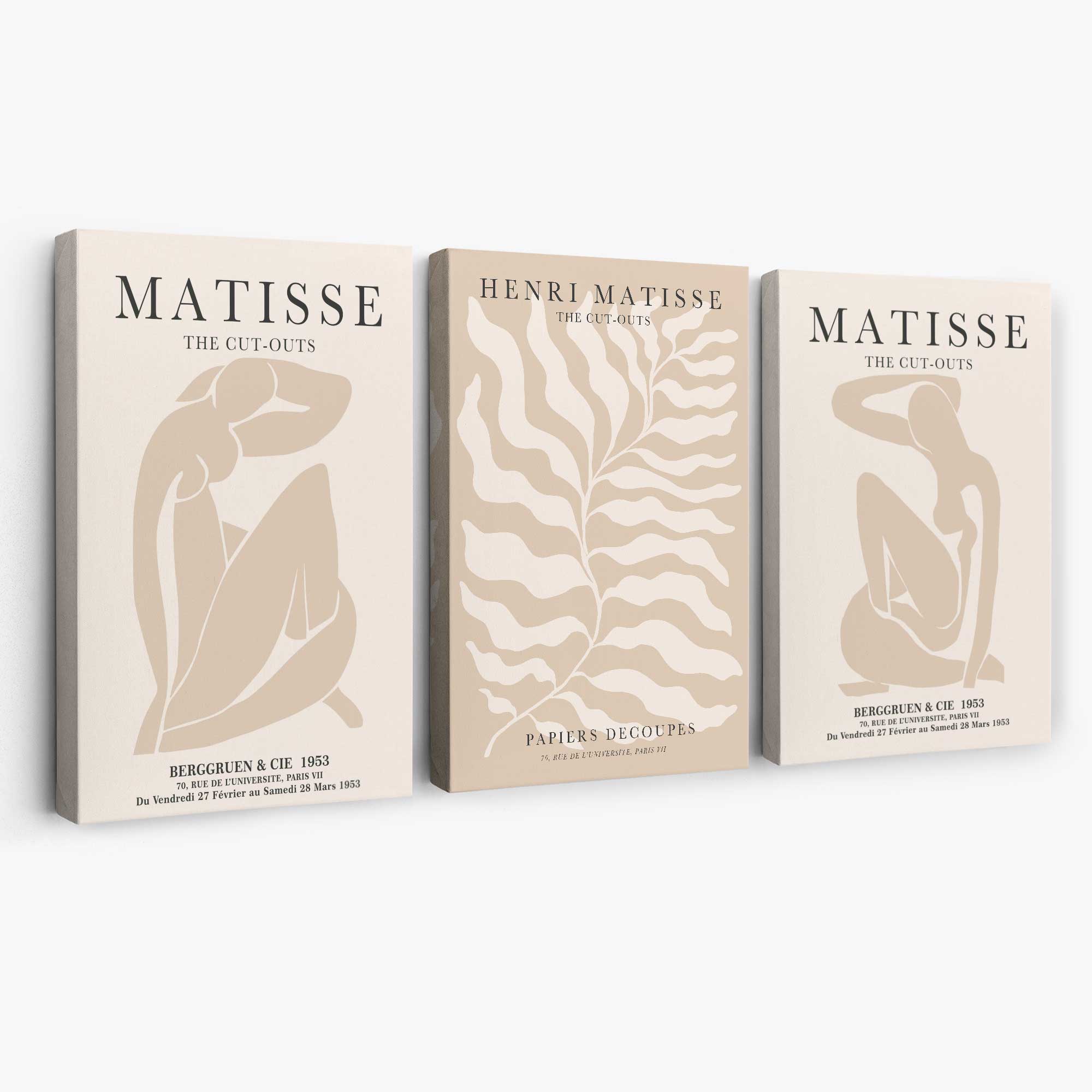 Set of 3 Matisse Warm Minimalist Canvas Prints | Artze Wall Art