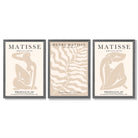 Set of 3 Matisse Warm Minimalist Framed Wall Art with Dark Grey Wooden Frames