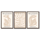 Set of 3 Matisse Warm Minimalist Framed Wall Art with Dark Wood Frames