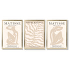 Set of 3 Matisse Warm Minimalist Framed Wall Art with Gold Wood Frames