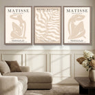 Set of 3 Matisse Warm Minimalist Art Prints in Black Frames | Artze UK