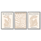 Set of 3 Matisse Warm Minimalist Framed Wall Art with Light Grey Wooden Frames
