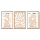 Set of 3 Matisse Warm Minimalist Framed Wall Art with Light Oak Frames