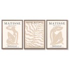 Set of 3 Matisse Warm Minimalist Framed Wall Art with Light Walnut Frames